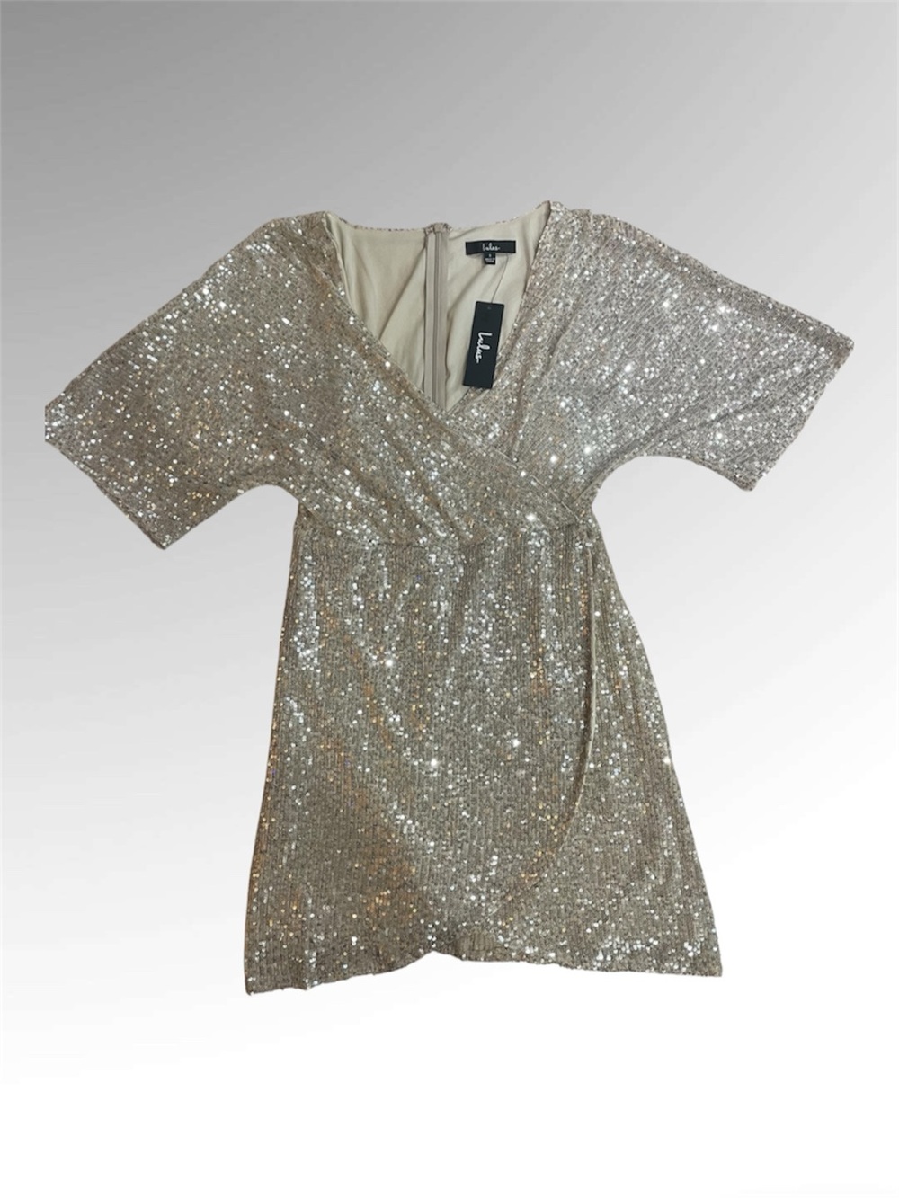 Lulu's Champagne Sequin V-Neck Short Sleeve Tunic